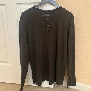 All Saints Men's Dark Green Long Sleeve Henley